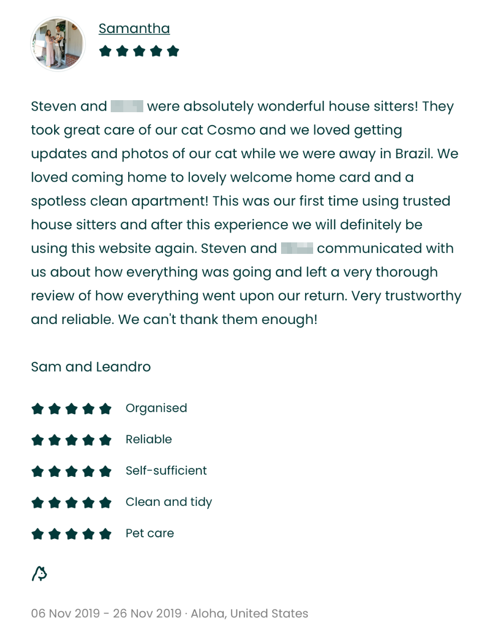 TrustedHousesitters review — Aloha, Oregon