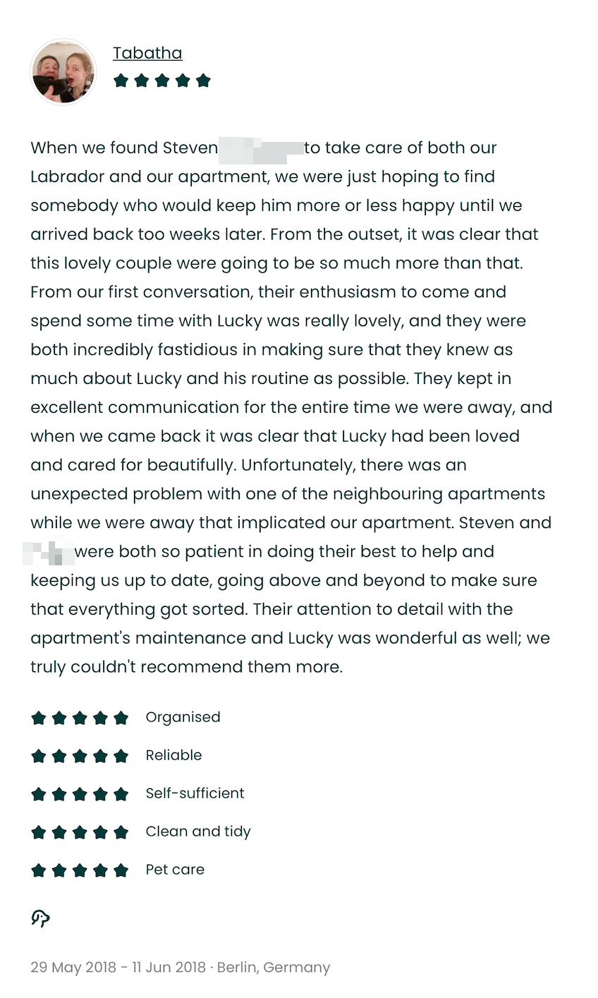 TrustedHousesitters review — Berlin