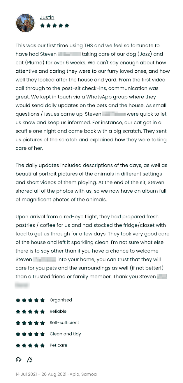 TrustedHousesitters review — Lyon, France