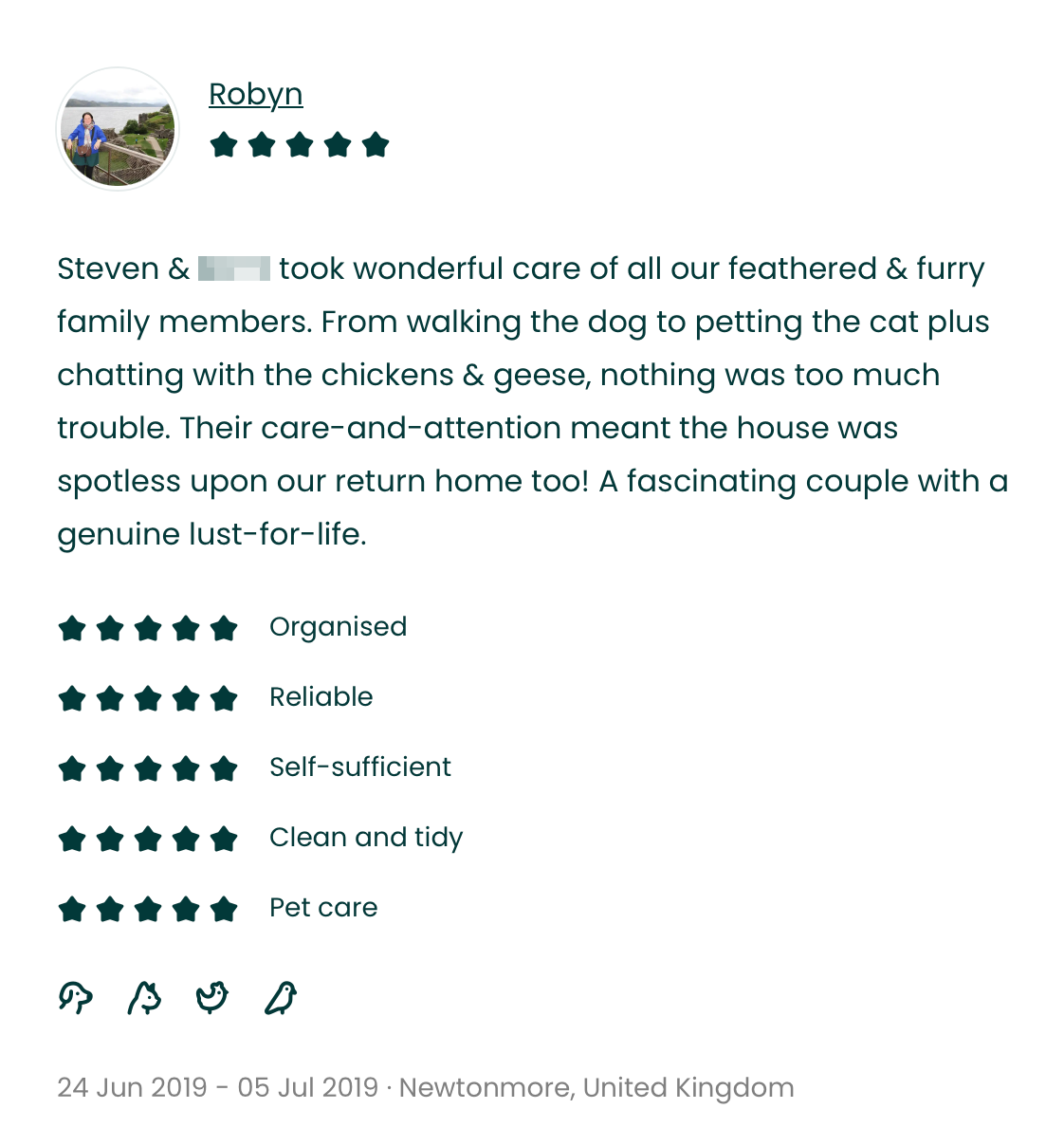 TrustedHousesitters review — Newtonmore, Scotland