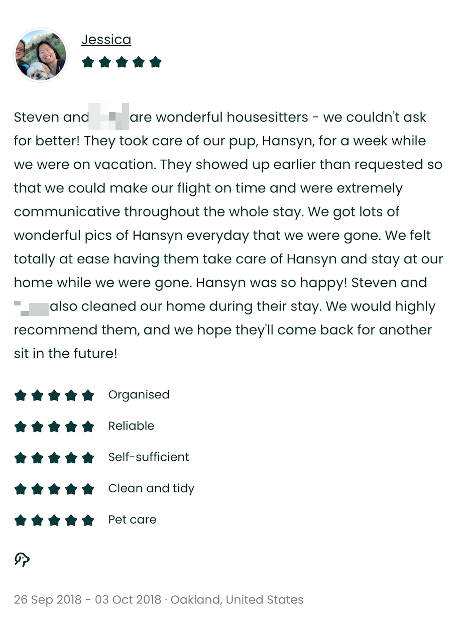 TrustedHousesitters review — Oakland, California