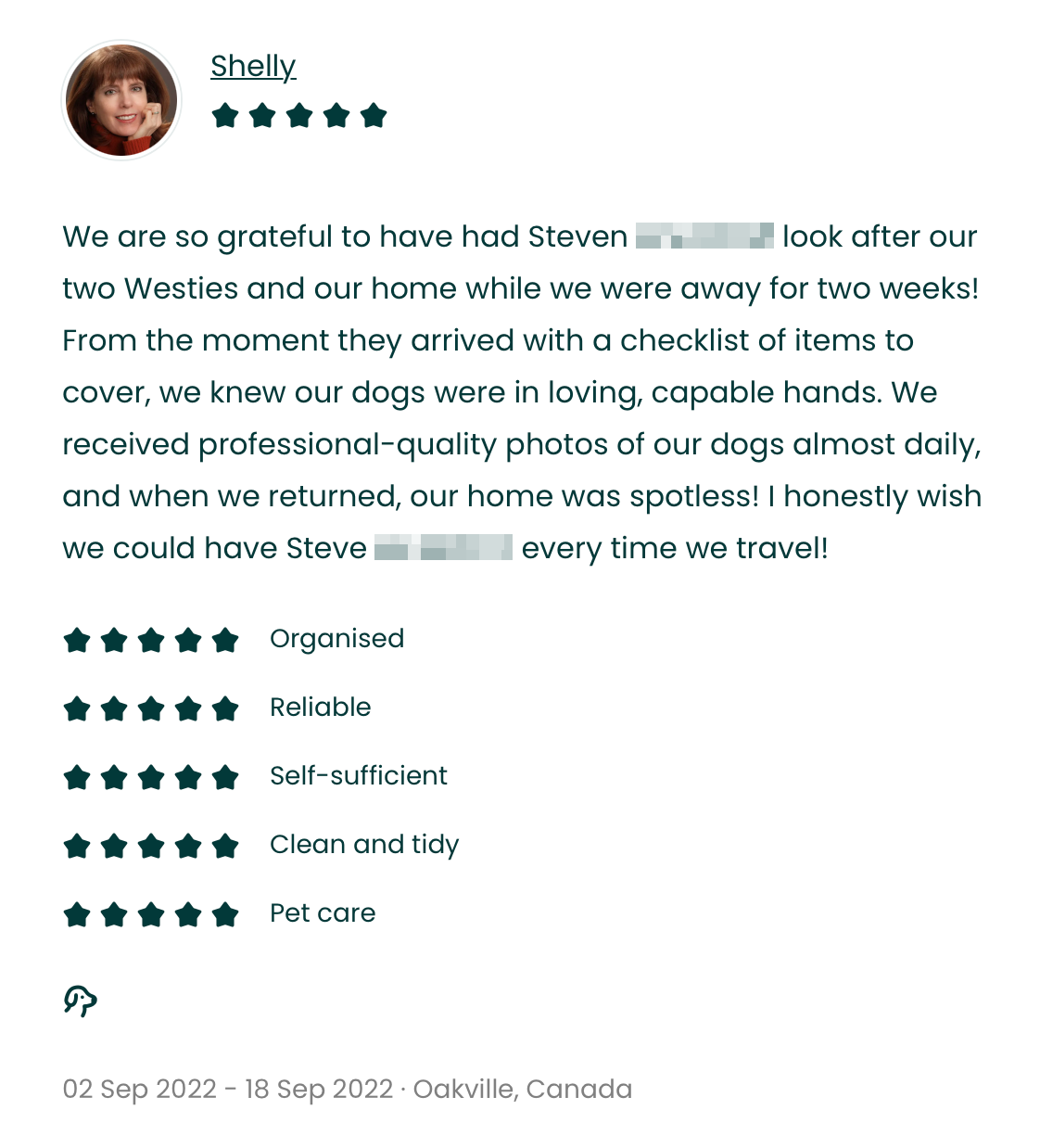 TrustedHousesitters review — Oakville, Ontario