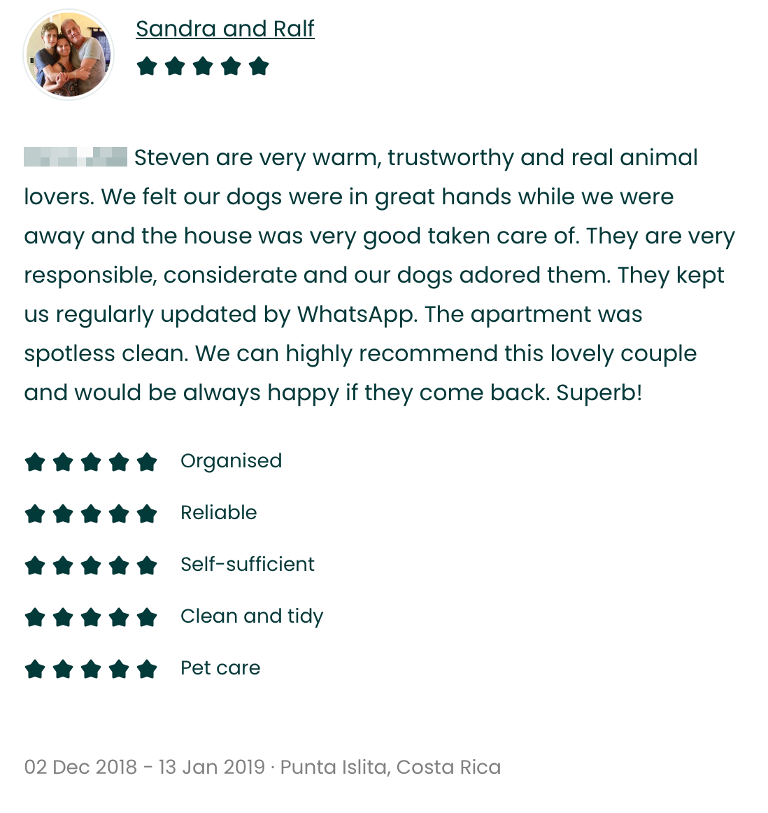 TrustedHousesitters review — Punta Islita, Costa Rica