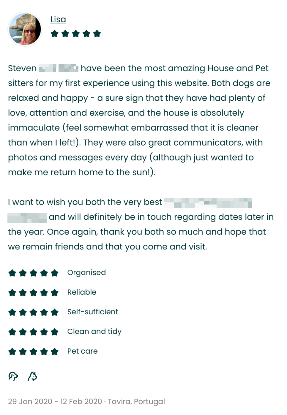 TrustedHousesitters review — Tavira, Portugal